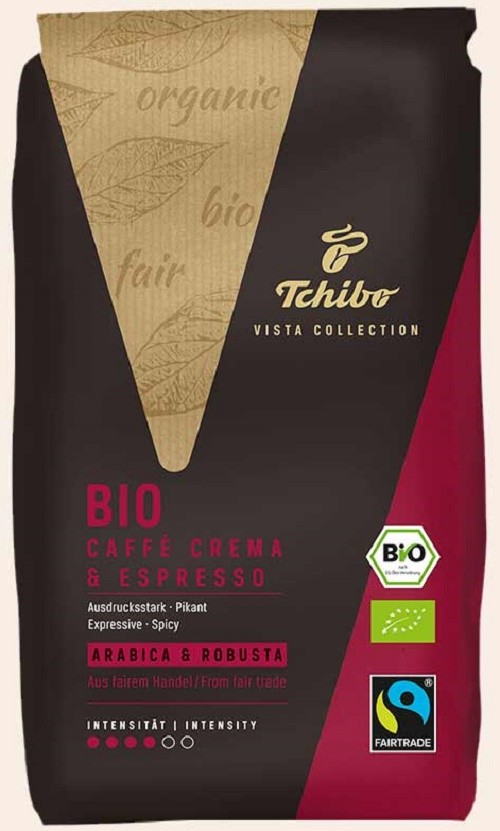 Tchibo BIO Fairtrade Vista Cafe Creme / Espresso 1000g  Ganze Bohne
