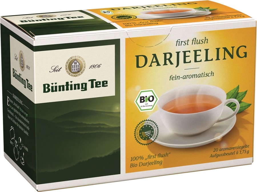 Bünting Tee Darjeeling Schwarzer Tee 20 x 1,75g Teebeutel, Bio