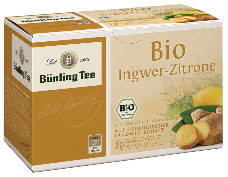 Bünting Tee Ingwer-Zitrone-Tee 20 x 2g Teebeutel, Bio
