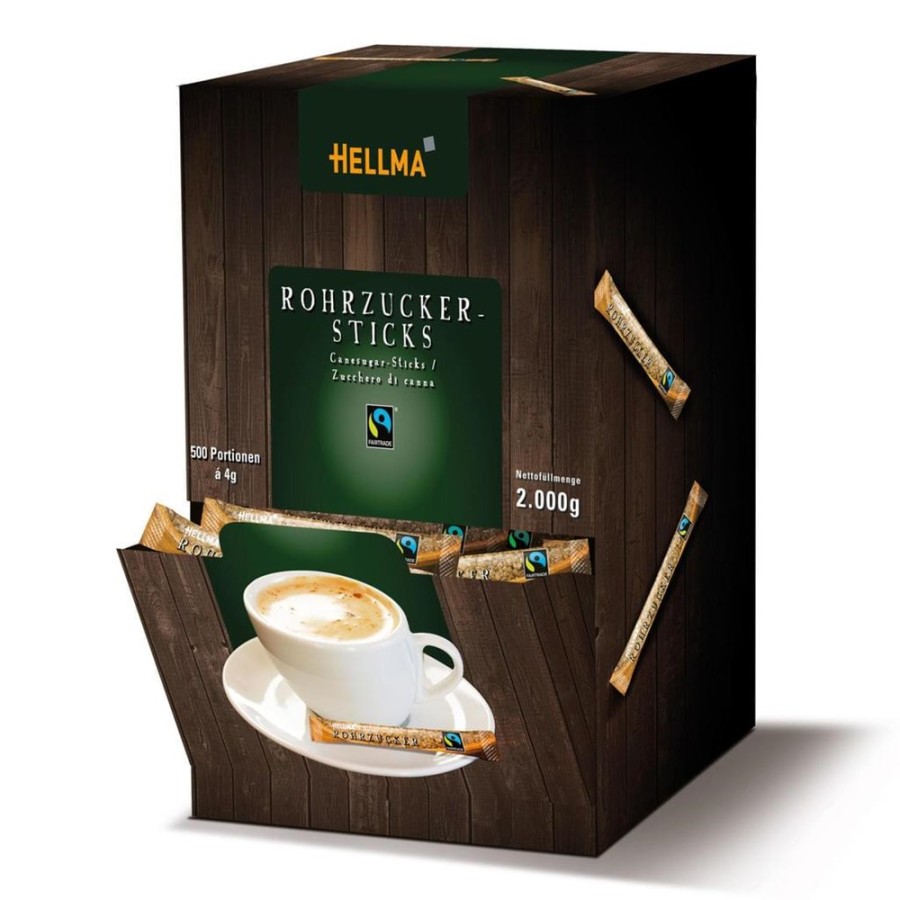 Hellma Rohrzucker-Sticks  500 x 4g Portionspackung, Fairtrade
