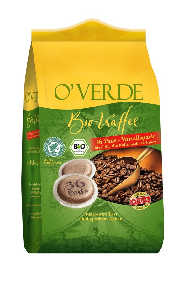 Röstfein OVerde Bio Kaffeepads 36 Pads Tassenportionen Bio Filterkaffee