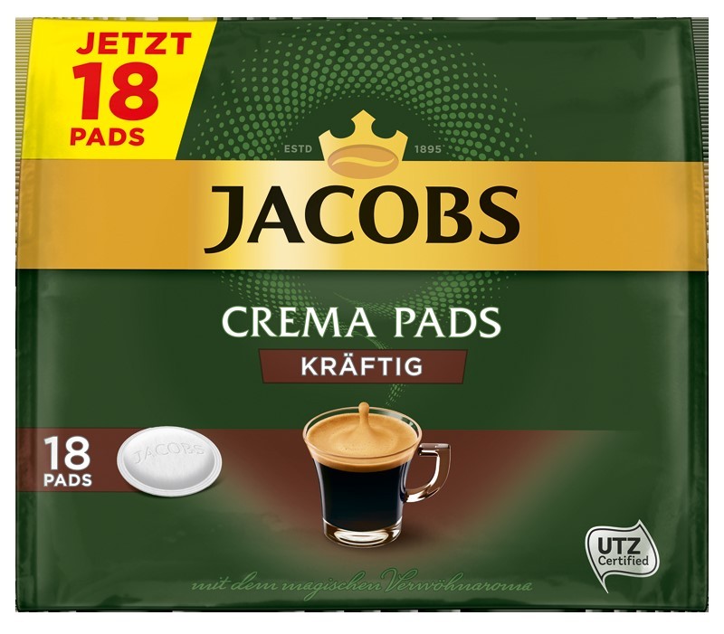 Jacobs Crema Kräftig Röstkaffee 18 Pads  UTZ zertifiziert