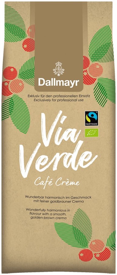 Dallmayr Via Verde Café Crème 6  x 1kg  Ganze Bohne, Bio Fairtrade