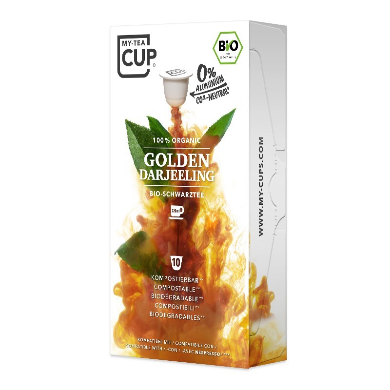 My-Cups Box Golden Darjeeling Schwarzer Tee 10 Kapseln, Bio, 0% Alu
