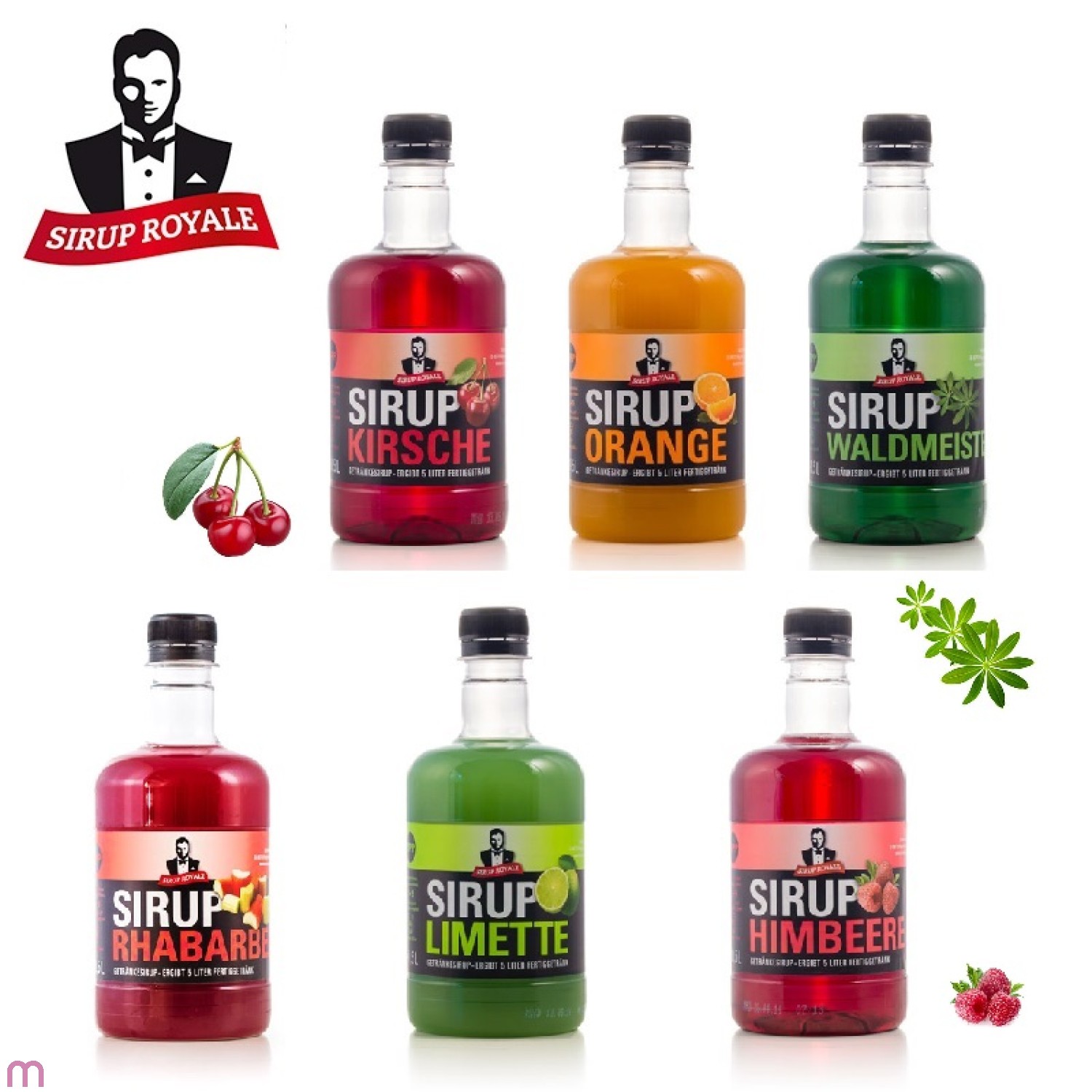 Sirup Royale Startpaket 8 Geschmacksrichtungen je 0,5 Liter, PET für Erfrischungsgetränke